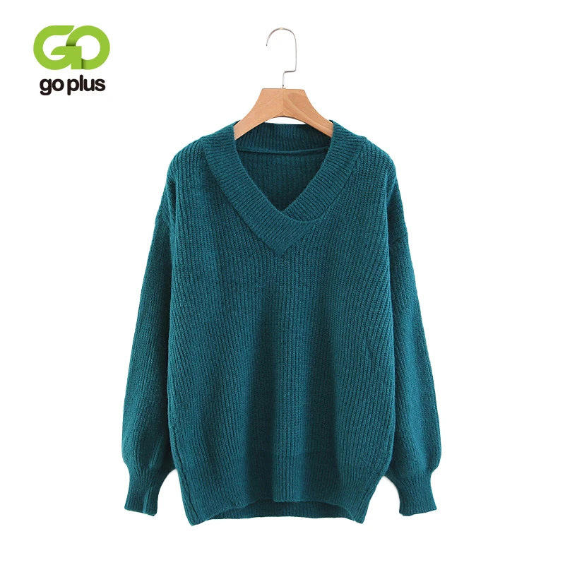 

GOPLUS Sweater V Neck Women Fashion 2019 Autumn Winter Kintted Sweaters Solid Slim Sexy Pullovers Coat Female Knit Sweater C6911