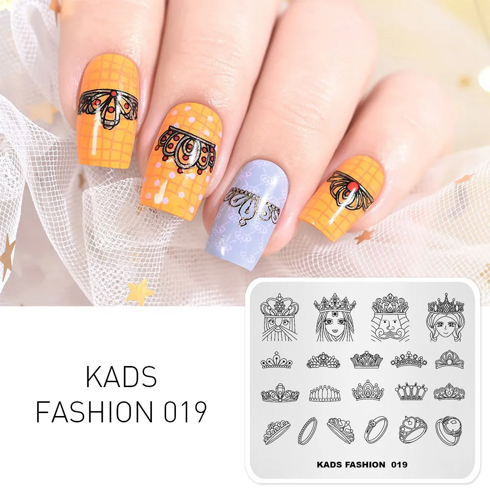 Fashion 019 KADS 17 выбор дизайна с модным цветочным пластины для стемпинга ногтей Новое поступление дизайн ногтей шаблон для маникюра пластины для стемпинга и нейл-арта - Цвет: Fashion 019