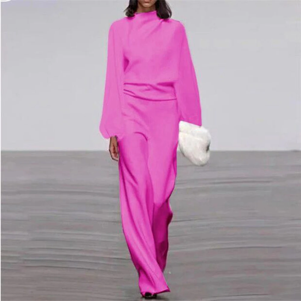 Женский комбинезон, комбинезон с длинным рукавом, водолазка, повседневный комбинезон, новинка, женский свободный комбинезон с широкими штанинами, белый, черный, розовый