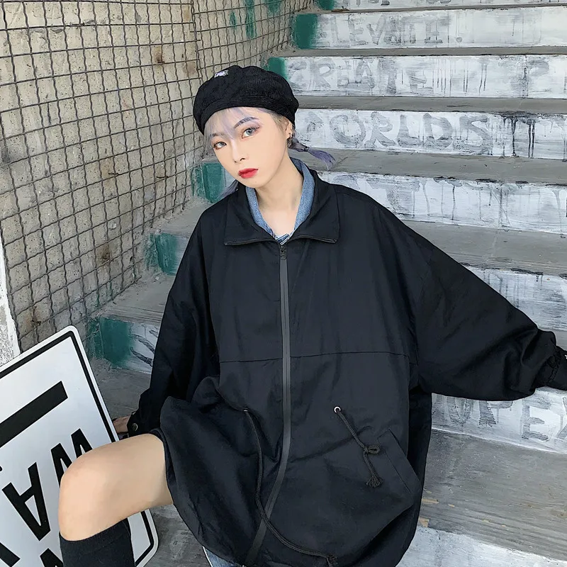 Neploe Harajuku джинсовая Лоскутная куртка на молнии, Двухслойное пальто большого размера с воротником, уличная одежда, имитация двух частей, куртки унисекс 55665