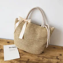 Соломенная плетеная Сумка, женская сумка через плечо,, плетеная песчаная пляжная Женская посылка, переносная сумка на одно плечо