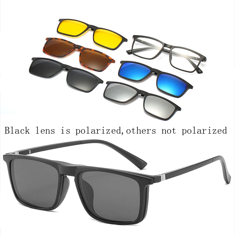 С сумкой 5 Lenes магнитные солнцезащитные очки клип зеркальные клип на солнцезащитные очки клип на очки мужские Поляризованные по рецепту Близорукость - Цвет линз: CT2249A-withbag