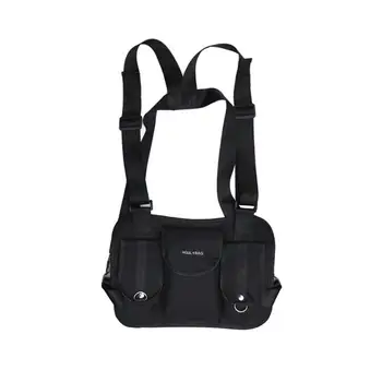 

Unisex Fashion Nylon Chest Rig Bag Trend Multi-Function Black Vest Hip Hop Streetwear Oxford Tactical Harness Chest Vest Bag
