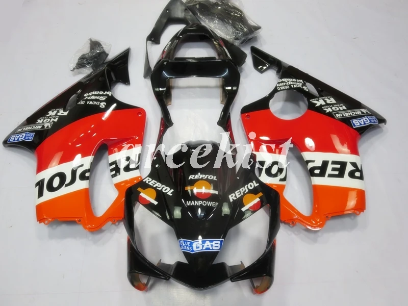 Литье под давлением ABS Обтекатели комплект подходит для Honda CBR600 FS F4i 2001 2002 2003 2004 01 02 03 04 Комплект кузова желтый черный - Цвет: orange red