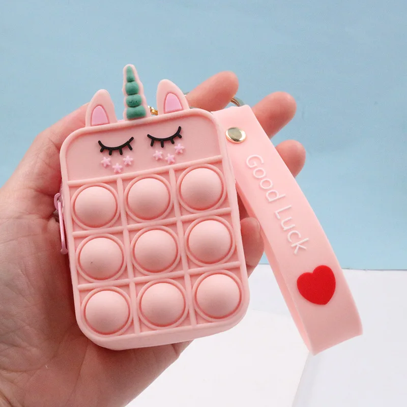 New Popit Mini Money Wallet Fingertip Toys Push Bubble Popite Pendant Bag Hot Sale Adult Decompression Toys Children Anti-Stress