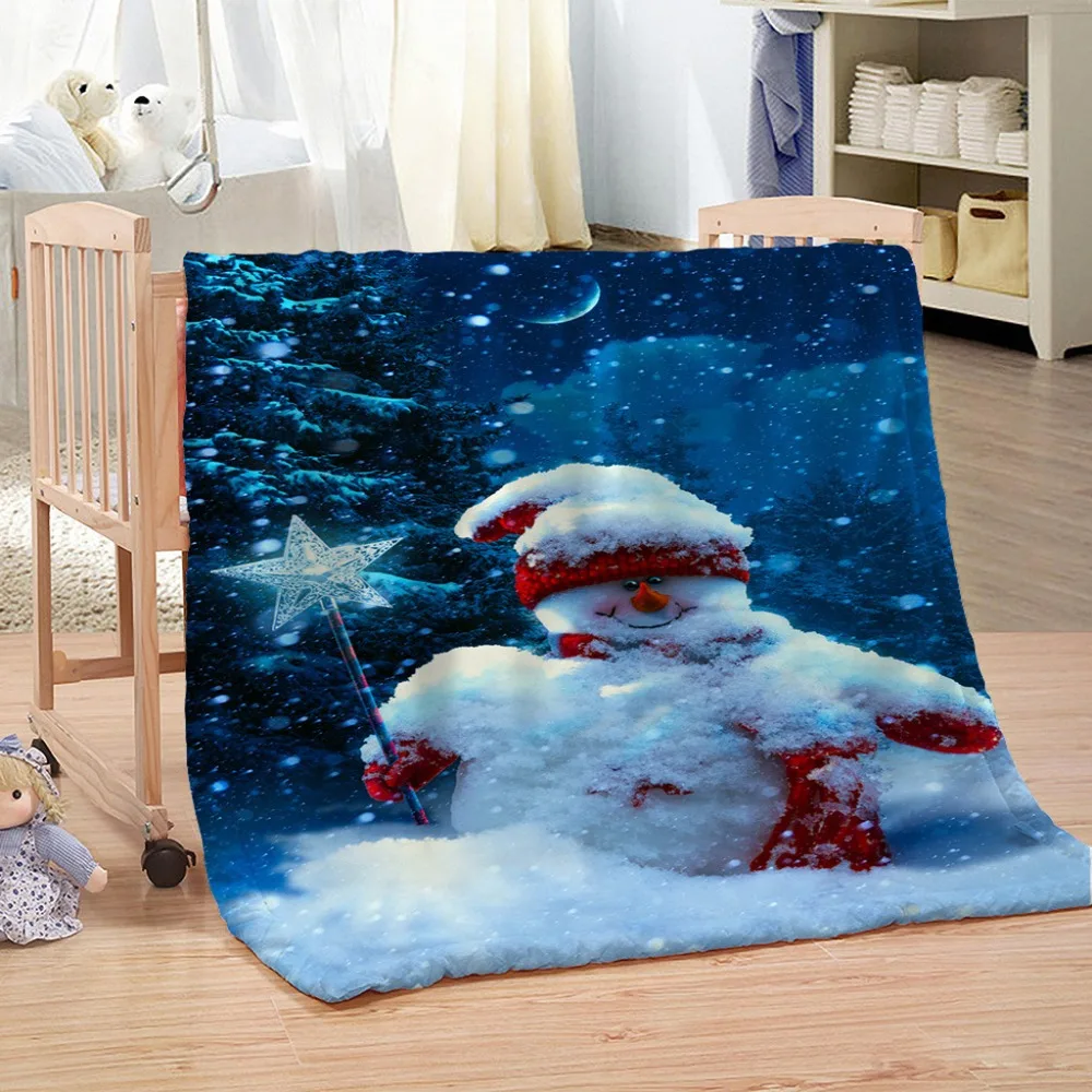 Father Christmas Xmas Tree Snowman Stag Super Soft Bed Sofa Fleece Blanket Throw