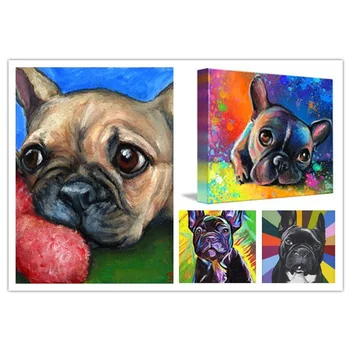 

Colorful French Bulldog 5D Diamond Painting Bouledogue Bulldog Frances Diamond Embroidery Cross Stitch for Home Decoration