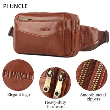 

PI UNCLE Genuine Leather Waist Pack Vintage Fanny Packs Belt Bags Sling Bags Casual Crossbody Bags Famous Brand Designer Fashion