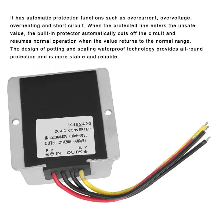 DC-DC понижающий модуль Напряжение редукционный конвертер 36/48 V-24 V 20A 480W Мощность регулятор fo моторы колонки навигаторов мониторов