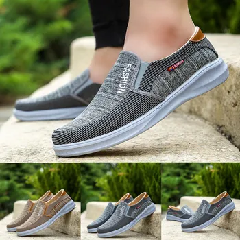 

Genuine Leather Men Fashion Men Outdoor Canvas Casual Slip-On Shoes Lazy Shoes Breathable Sneakers zapatillas hombre#11635