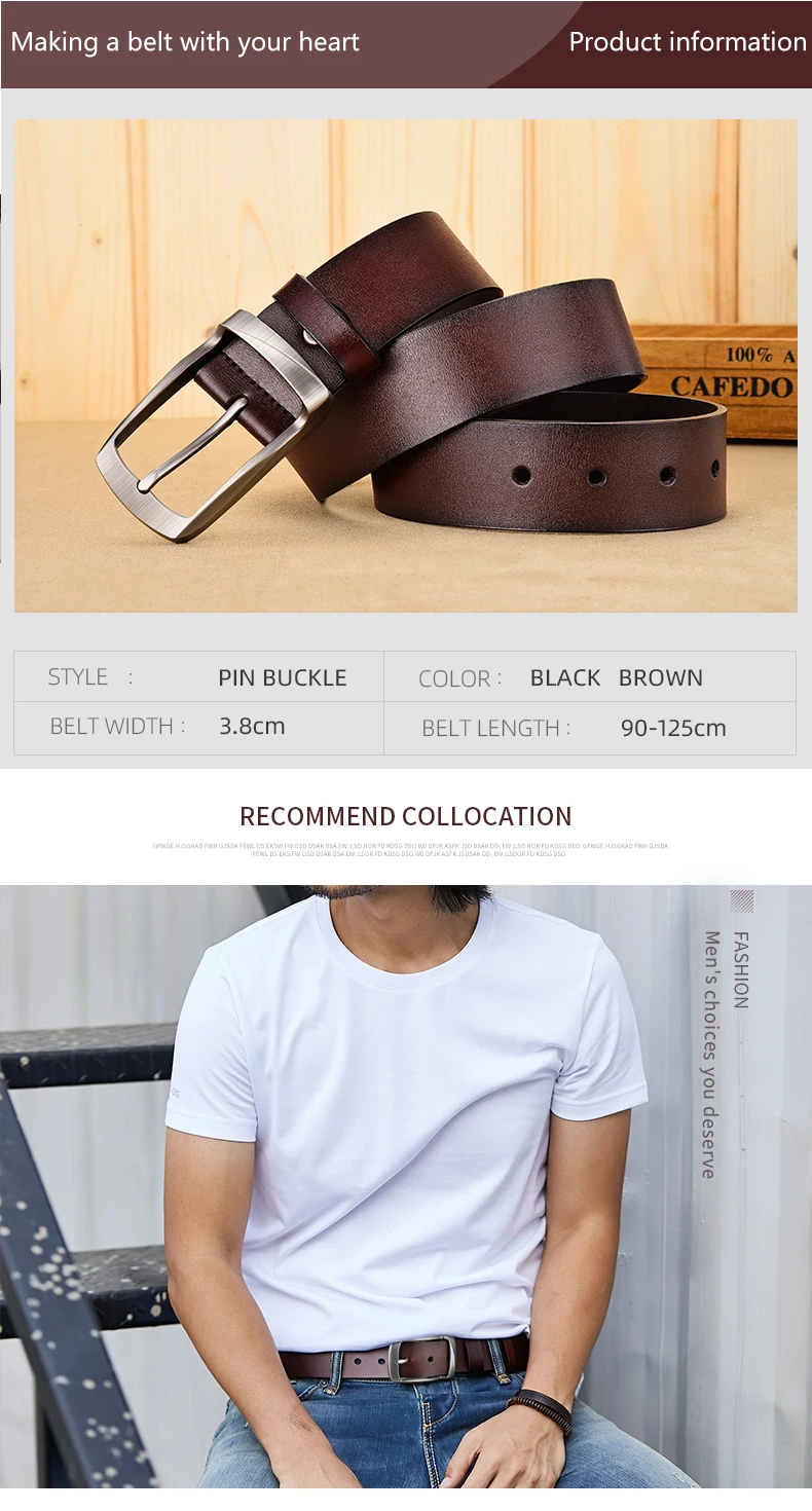 JIFANPAUL men's business retro fashion belt alloy material pin buckle with trend jeans students high quality belt free shipping