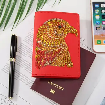 

Diamond Painting Leather Passport Cover Owl Wolf Pattern Special Shaped Diamond Vintage Passport Protector DIY Craft Gifts