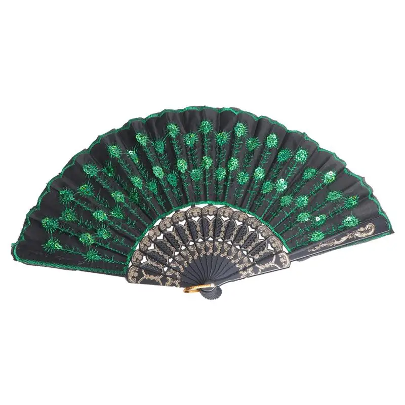 Chinese Wooden Bamboo Folding Hand Fan Wedding Party Flower Pattern GB Chinese Wooden Bamboo Folding Hand Fan Wedding Party Flower Pattern GB