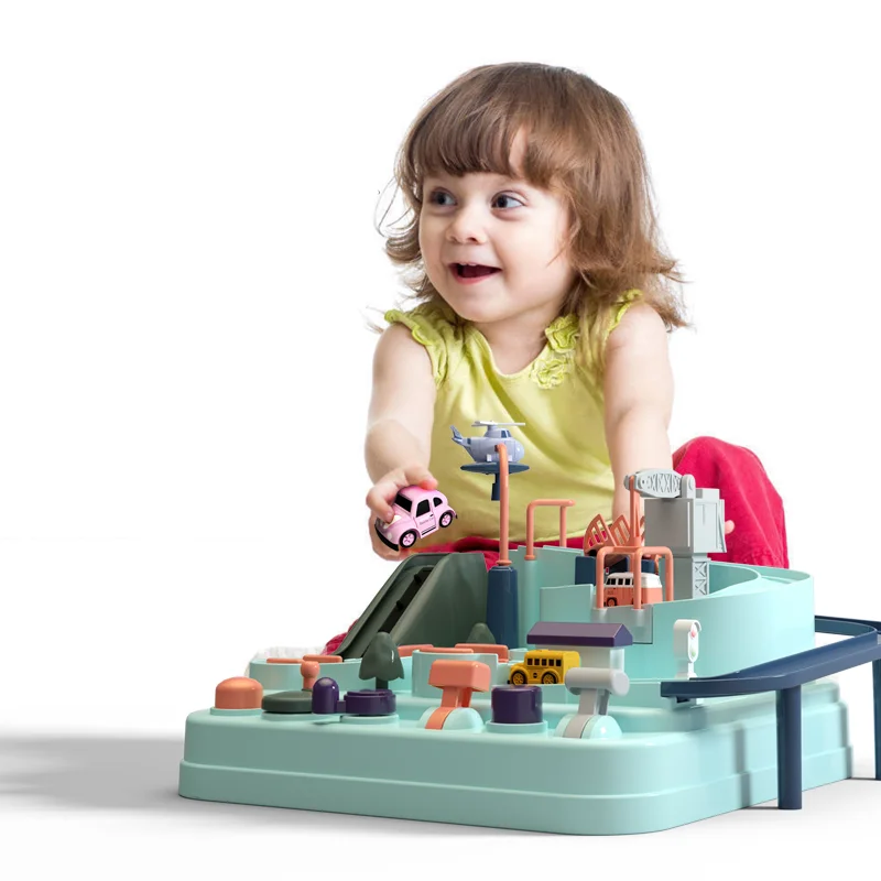 

Kids car toy Race Run Ball Track Big adventure toy car slide manual elevator sliding puzzle rail car juguetes Toys For Children