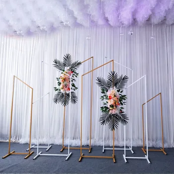 

Wedding Arch Wrought Iron Shelf Square Diamond Geometry Road Lead Stage party Decor standDetachable Screen Props Artificial Flo