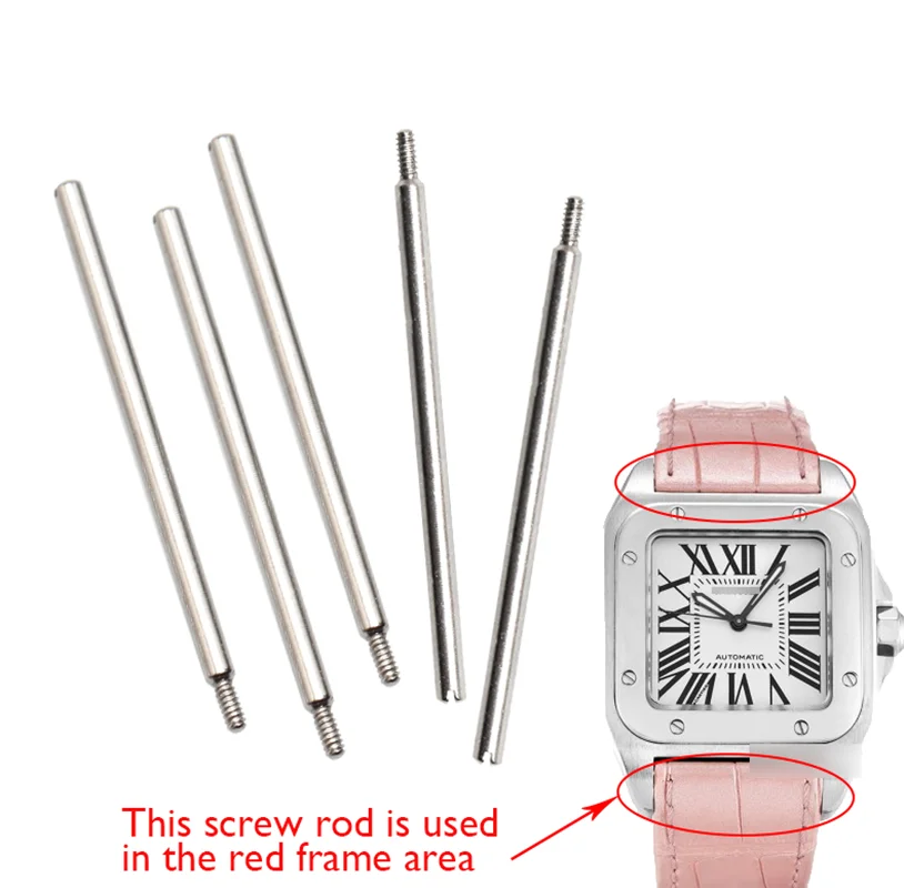 20mm/23mm Watch Band Straps Waterproof Connecting Rod Rustproof Screw Special Accessories Plug Fit For Cartier Santos 100 Series