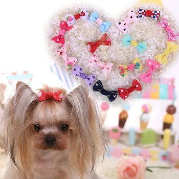 

100PCS Pet Dog Cat Hair Bows Rubber Bands Flowers Pearls Pet Grooming Bows Hair Accessories Pet Supplies tina para perros