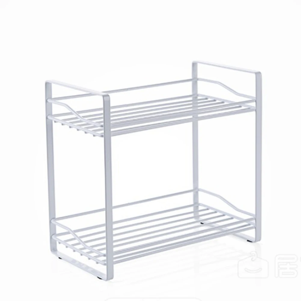 

Storage Saving Space Holder Iron Art Stand Seasoning Bottle Spice Rack Durable Countertop Portable Shelf Kitchen 2 Tier