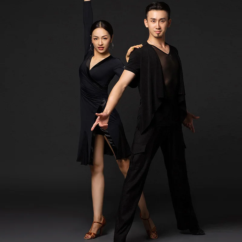 

Женский костюм для латиноамериканских танцев, откровенный костюм с длинным рукавом и V-образным вырезом, одежда для тренировок и выступлений, костюм для танцев на осень, DWY2296