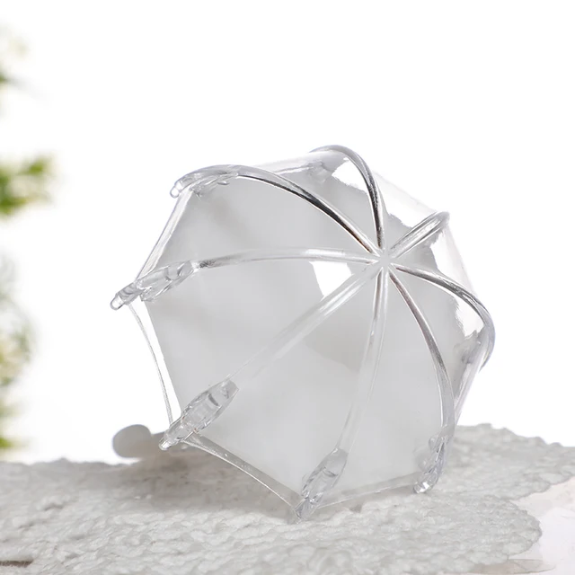12pcs Mini Umbrella Shape Candy Box Plastic Clear Gifts Boxes Birthday Party Favors Wedding Engagement Children's Day Decoration D