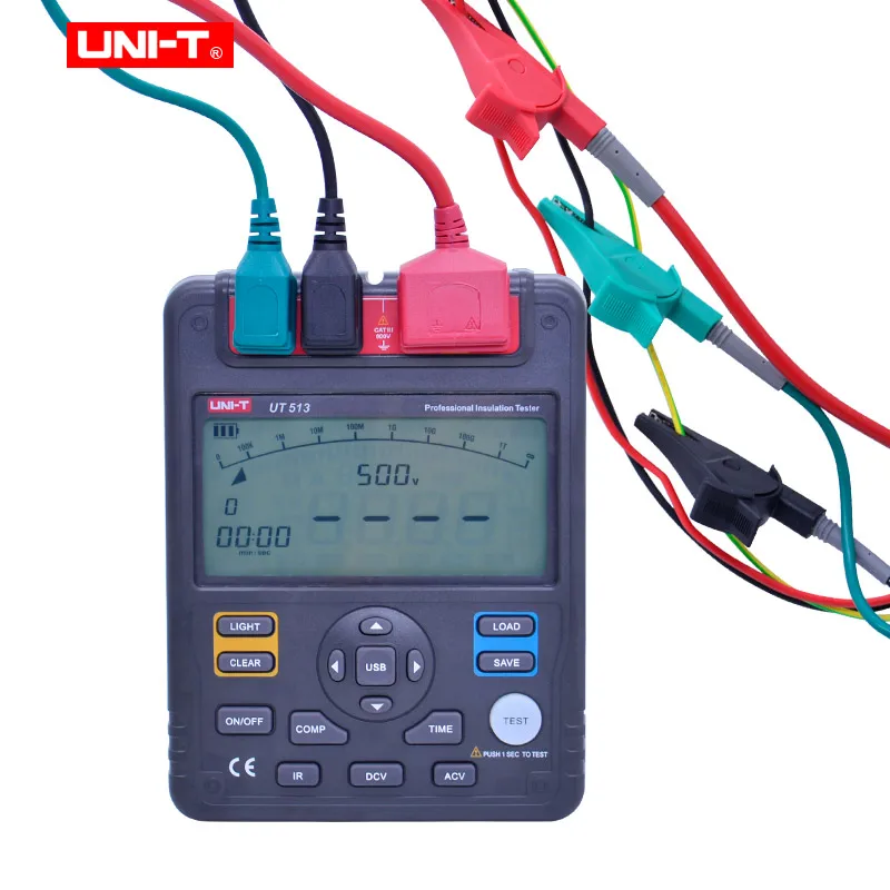 UNI-T UT513 мегомметровый тестер сопротивления изоляции 5000V 1M-1KGOhm Megohmmeter хранение данных/аналоговый бар Граф/DAR/USB Передача данных