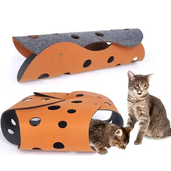

2Pcs DIY Felt Cat Tunnel Mat Stitching Folding Cat Play Channel Roll Puzzle Toy