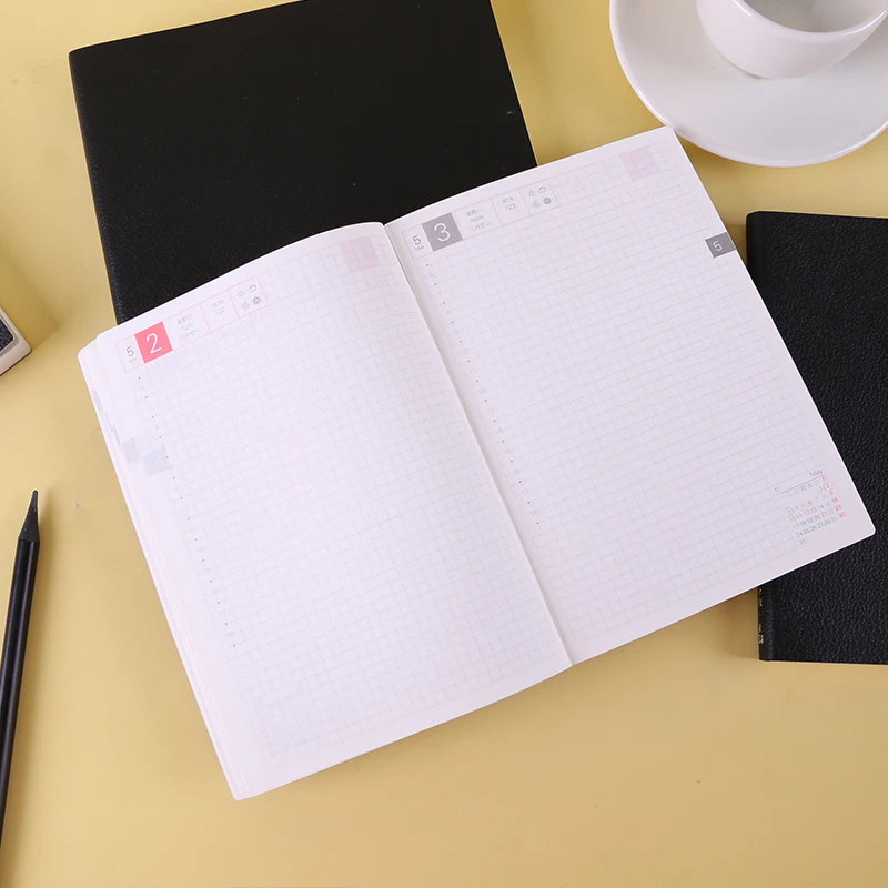 

2021 Thick Timeline Planner Book 224 Sheets A5 PU Cover Notebook Calendar+Monthly+Daily Plan+Grid Paper Free Shipping