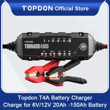 Автоматическое зарядное устройство для аккумуляторов Topdon T4000, 6 в, 12 В, автомобильное зарядное устройство для аккумуляторов мотоцикла, зарядное устройство для аккумуляторов 20 Ач-150 Ач Автоматическое зарядное устройство для аккумуляторов Topdon T4000, 6 в, 12 В, автомобильное зарядное устройство для аккумуляторов мотоцикла, зарядное устройство для аккумуляторов 20 Ач-150 Ач