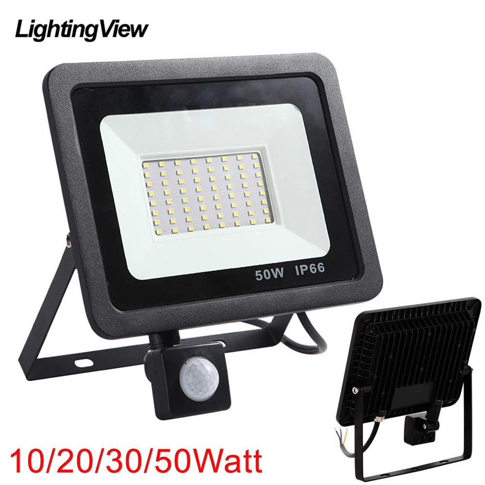 10 w 20 30 w 50 w led ao ar livre foodlight com sensor de movimento pir ip65 220 v conduziu a luz de inundação do refletor para a garagem quadrada de rua