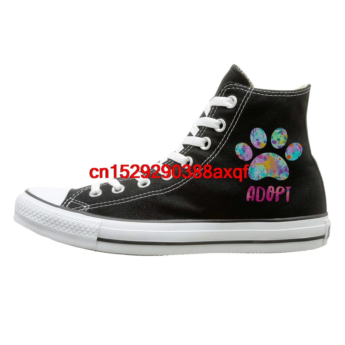 

Canvas Shoes Dog Paw Print Adopt Casual High Top Lace Ups Sport Sneakers For Unisex