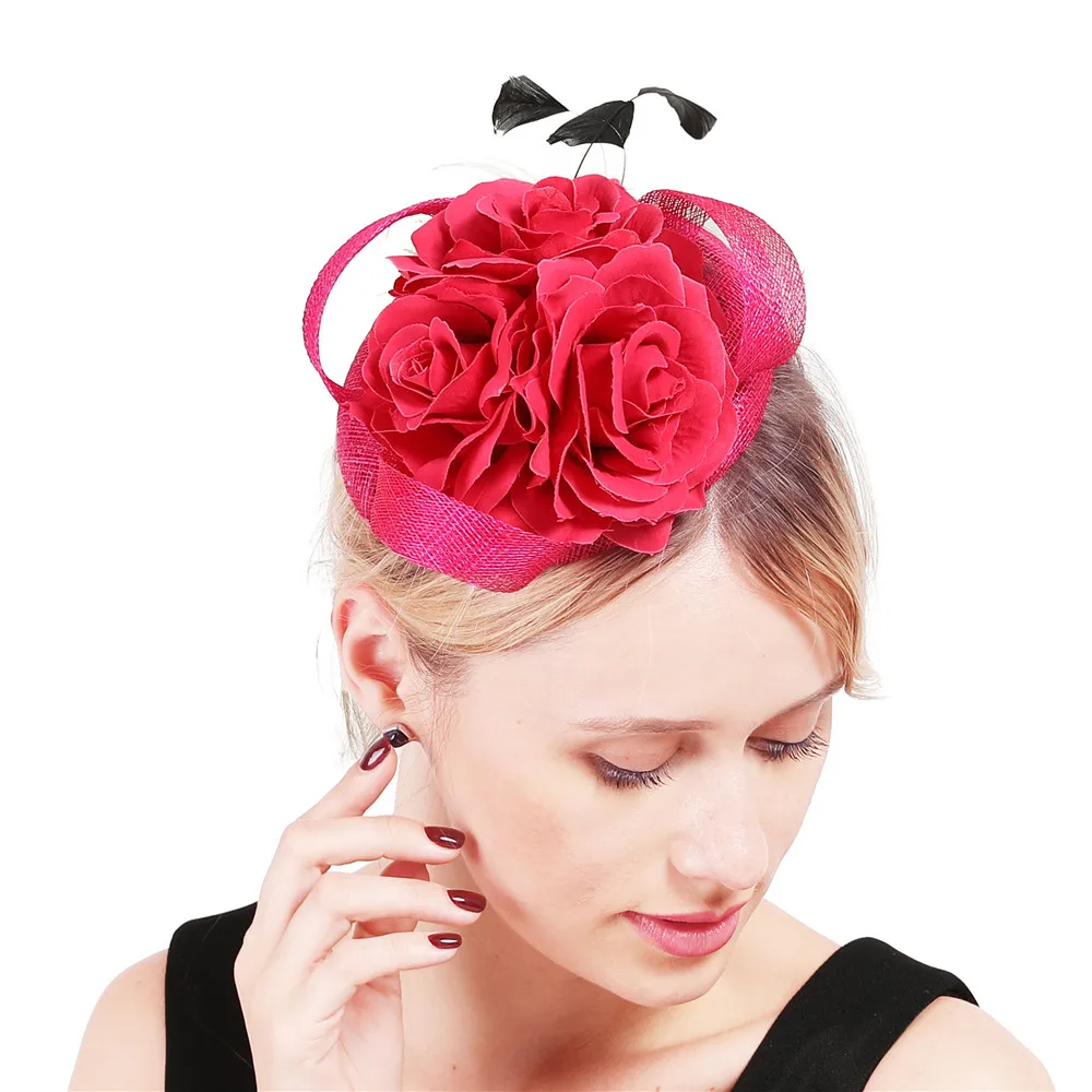 Цвет красного вина Свадебные аксессуары Fascinator белье чародей заколки свадебная фата шляпа женские украшения головной убор стиль