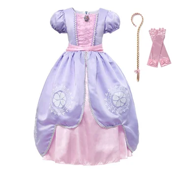 

New Girls Sofia Princess Dress Sophia Cosplay Costume Kids anime Sleeping Beauty Dresses Child Party Birthday Costumes Dress Up