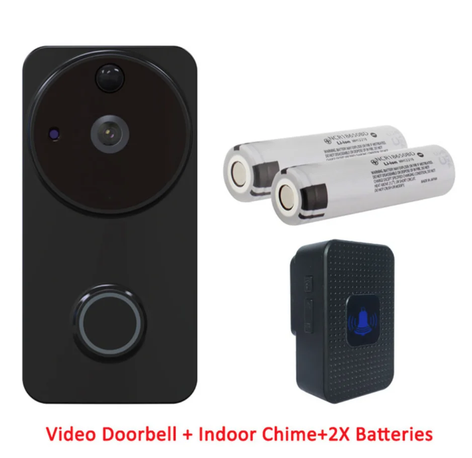 Открытый видео дверной звонок Tuya Smart с питанием от батареи 1080P HD WiFi видео дверной звонок камера PIR детектор движения с Alexa Google Home - Цвет: doorbell chime cell