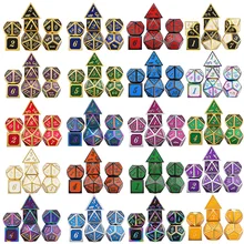 DnD-dados de Metal para bicicleta, dados de Metal para bicicleta de montaña, incluye bolsa, variedad de colores, D4, D6, D8, D10, D12, D20
