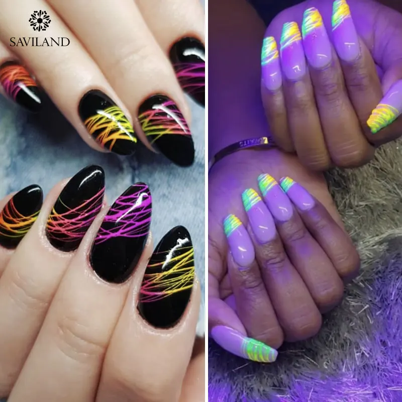 Saviland 13 Colors Neon Fluorescent Spider Gel Rainbow Creative
