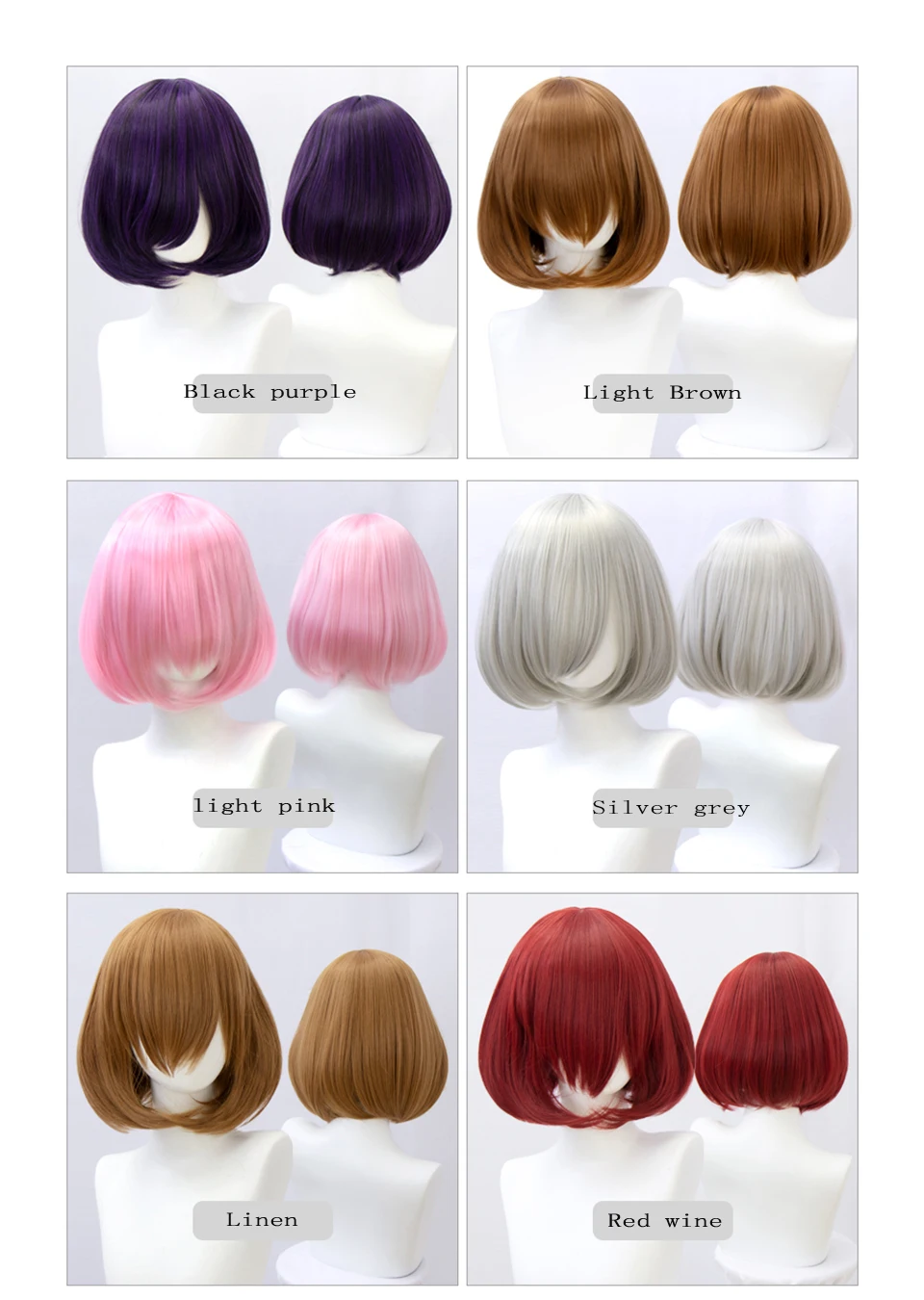 LUPU Synthetic Wig Pink Red Black Blue Purple Blonde White Wig Female Short Bob Halloween Christmas Party Cosplay Wigs For Women