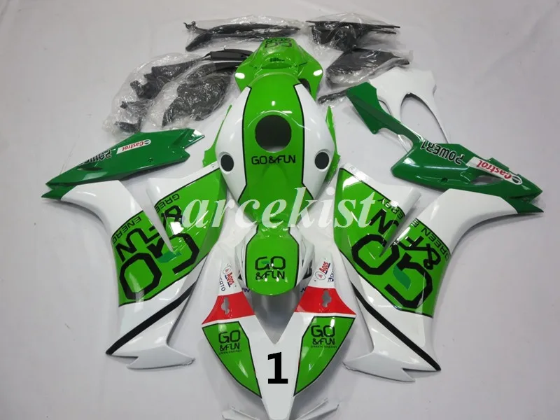 Литья под давлением ABS Полный обтекатели комплект Подходит для HONDA CBR1000RR 2012 2013 1000 RR CBR1000 тела комплект Белый и зеленый цвета