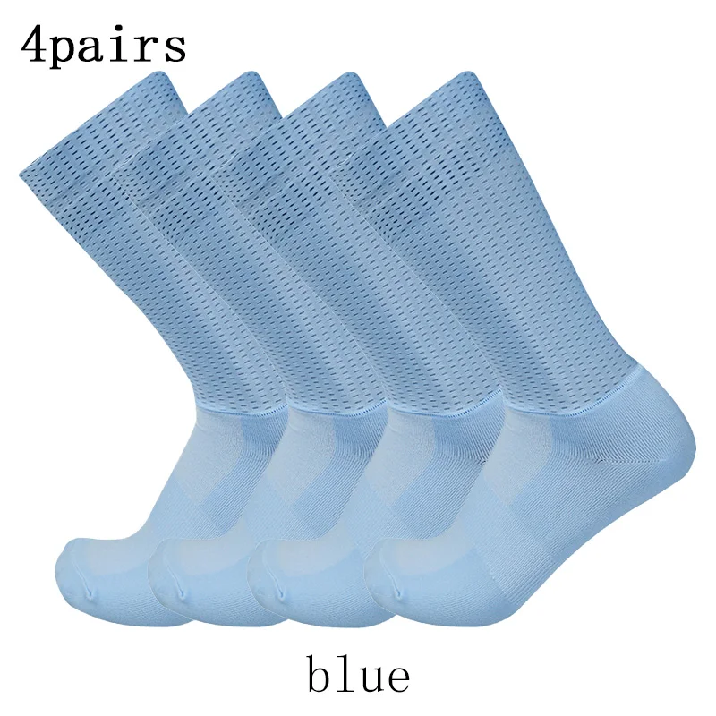 4pairs/set New Aero Cycling Socks Pro Team Racing Bicycle Socks Silicone Non-slip Summer Breathable Calcetines Ciclismo cycling socks