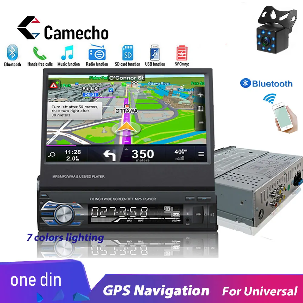 Camecho 1din Автомагнитола " HD сенсорный экран gps навигация Авторадио Bluetooth Автомобильный мультимедийный плеер для универсального ручного автомобиля стерео