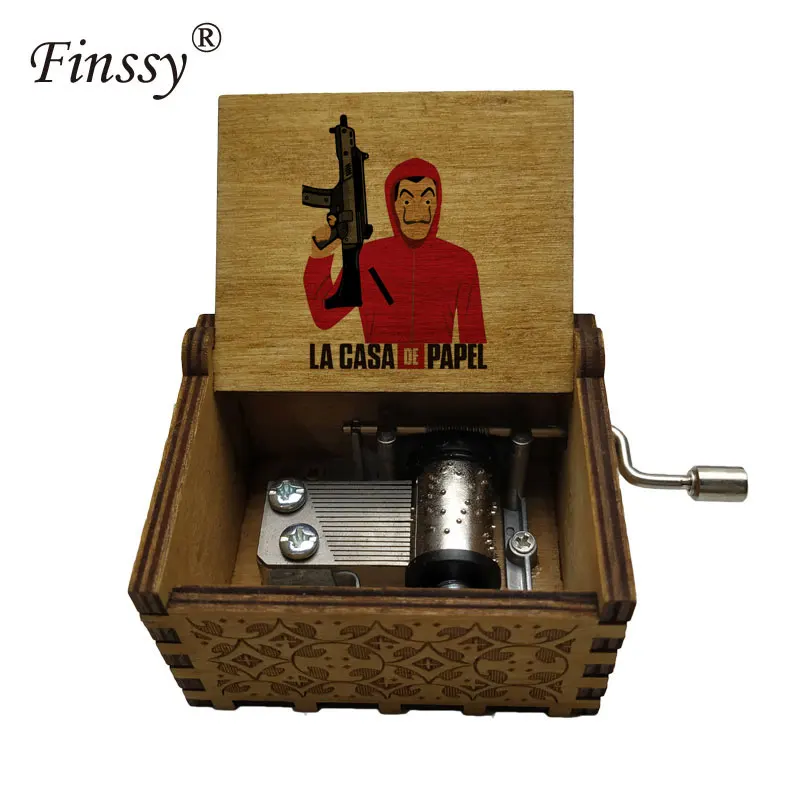 Wooden La Casa De Papel Money Heist figure print bella ciao Music Box Musical Box Birthday Gift Christmas Gift New Year Gift - Цвет: Music-11