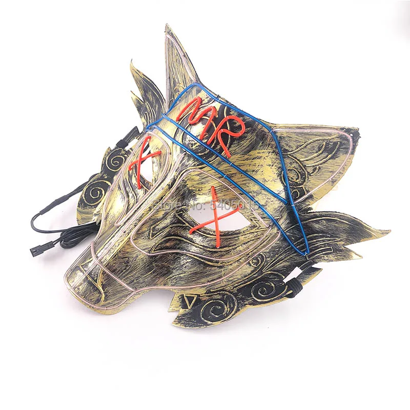 EL Mask Flasing Animal Wolf маски предметы для вечеринок с DC3V устойчивый светодиодный на Хэллоуин Вечерние Маски MR/MRS