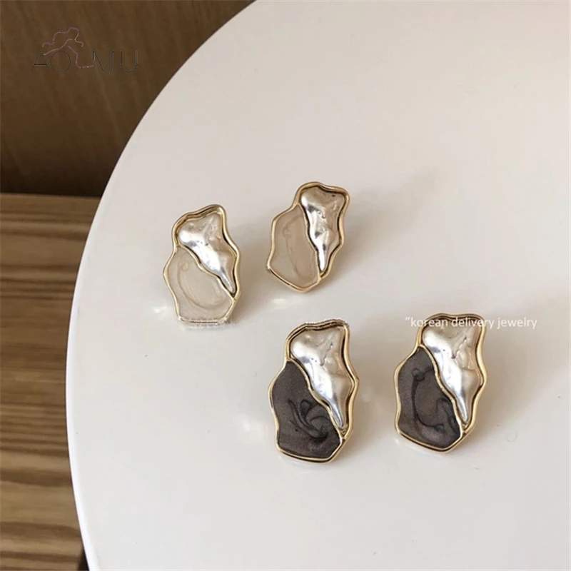 Женские Геометрические серьги гвоздики AOMU вечерние в стиле ретро модель 2020