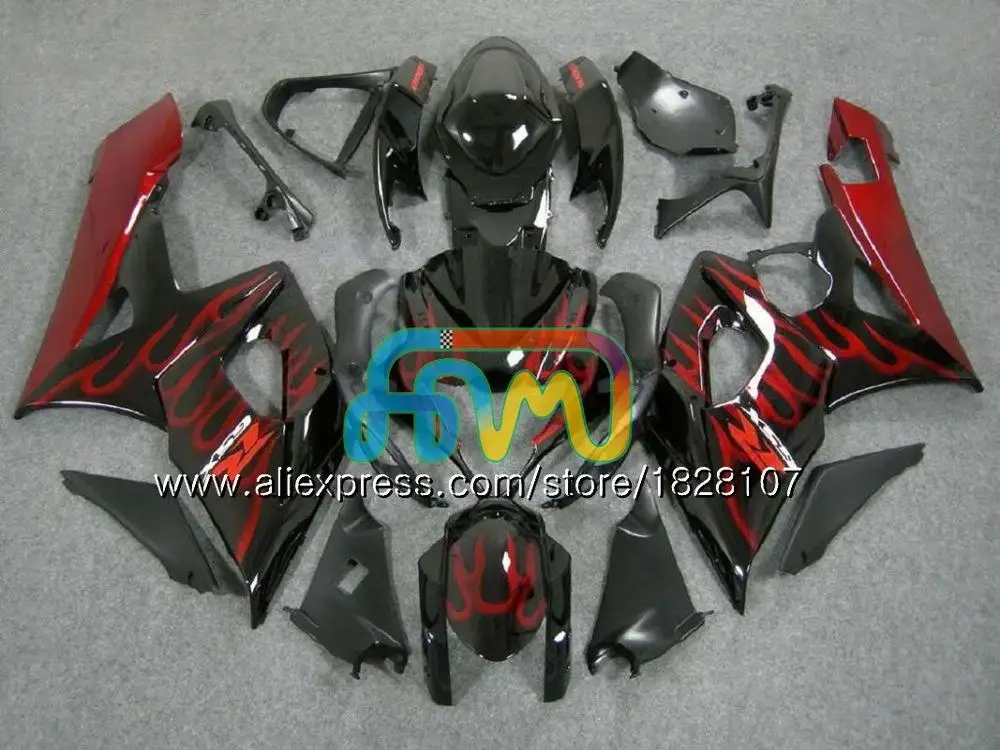 Корпус для SUZUKI GSXR-1000 GSX R1000 GSXR 1000 CC 05 06 42BS. 0 GSX-R1000 1000CC 05 06 K5 GSXR1000 2005 2006 обтекатель фабрики "красный - Цвет: No. 4 Red flames