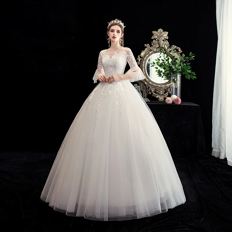 LYG-H22# свадебное платье для невесты, белое, на шнуровке, с вышивкой,, дешевые платья, новинка зимы, рождественские вечерние платья, длинное платье для девочек