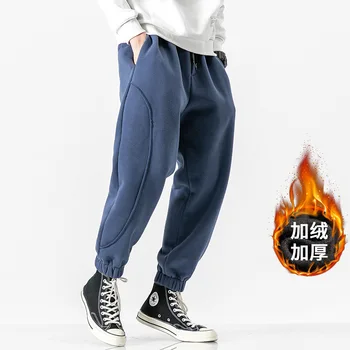 

Winter Trousers Men Fleece Thick Warm Japanese Streetwear Elastic Waist Joggers Men Flocking Sweatpants Pantalones Hombre M-5XL