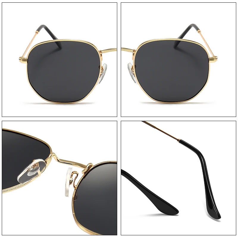 GCV Classic Retro Reflective Man Hexagon Square Metal Frame Eyewear Sunglasses Polaroid Lenses With Box Oculos De Sol_voghion.com