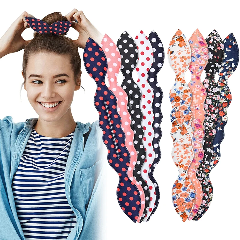 Hair Accessory Women Bunny Ear Sponge Hair Twist Styling Clip Stick Bun Maker Braid Magic Tools Floral Polka Dot Female Hairband