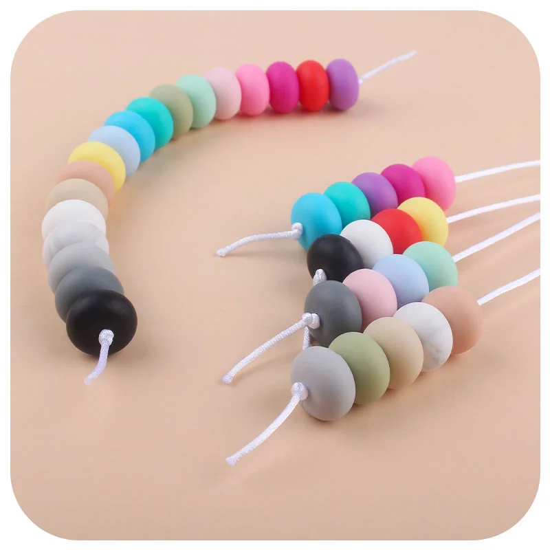 15mm Silicone Abacus Beads 20pcs Lentil Silicone Teether DIY Bead Food Grade Silicone Nursing Necklace Pearl Silicone Teething