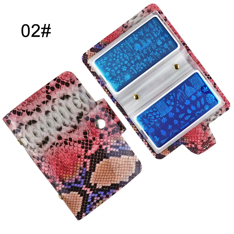 WAKEFULNESS 20 слотов Змеиный гвоздь штамповки пластины держатель сумка для хранения Чехол пустой дизайн ногтей штамп шаблон трафареты сумка органайзер