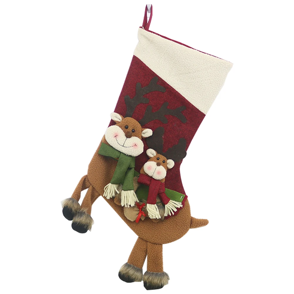 

Pendant Holiday Home Christmas Stocking Hanging Candy Kids Gift Bag Cute Decorative Ornaments Non-woven Fabric Soft With Hook